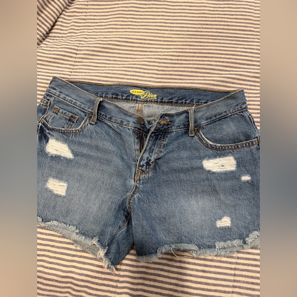 Old Navy Blue Distressed Denim Cutoff Shorts - Picture 1 of 1
